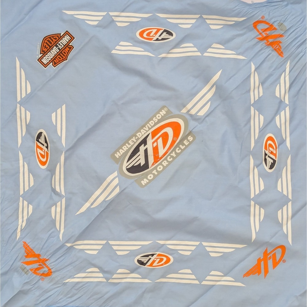 Harley Davidson Logo Bandana Head Wrap Skull Cap Biker Light Blue Black Lot Of 2 - Picture 8 of 14